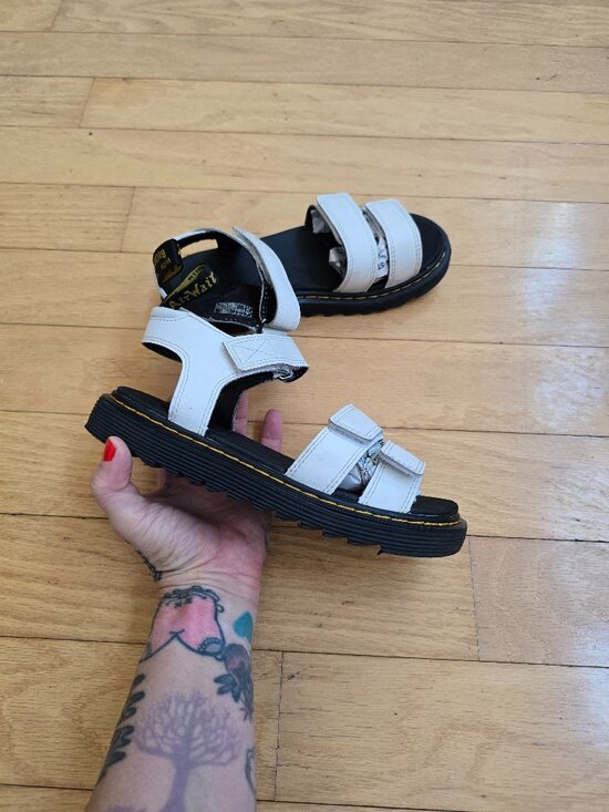 Dr. Martens Other - Dr Martens | Klaire J white hydro leather strappy platform sandals | KIDS 3